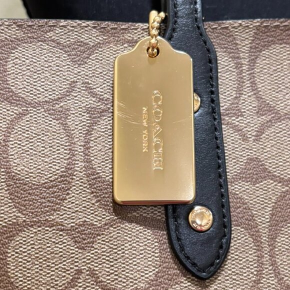 Coach Signature Tote Bag Brown Black Large - Picture 6 of 8
